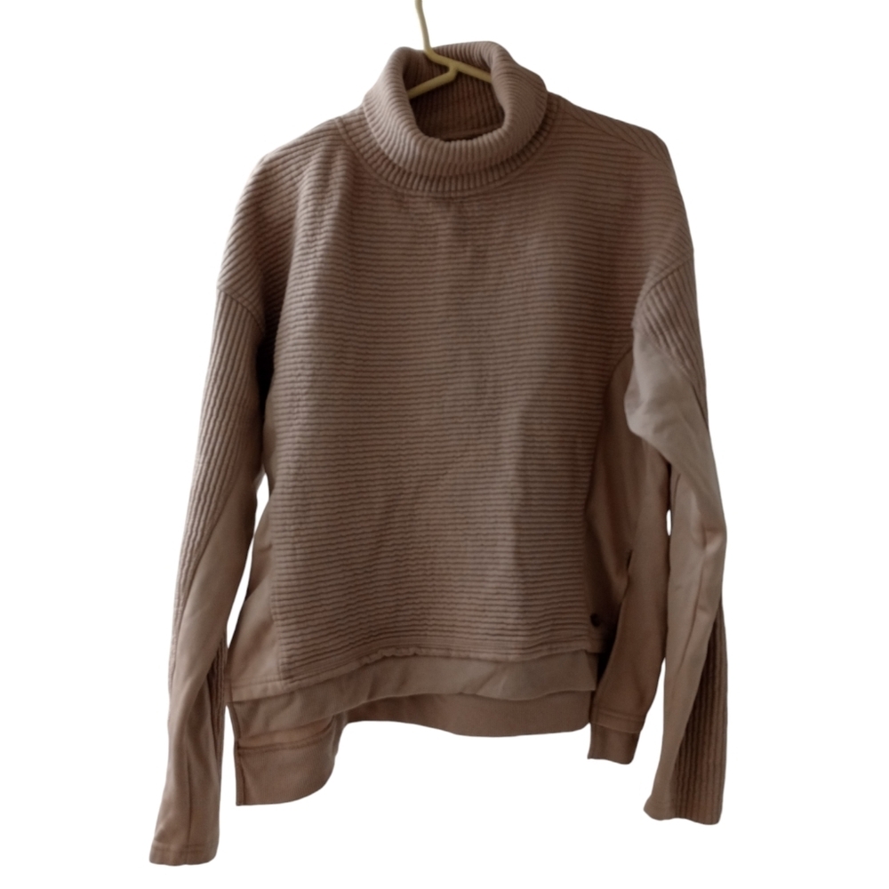 Tahari Sport Turtleneck Ribbed Sweater Mauve Thumbholes Athleisure Streetwear M - Picture 9 of 12